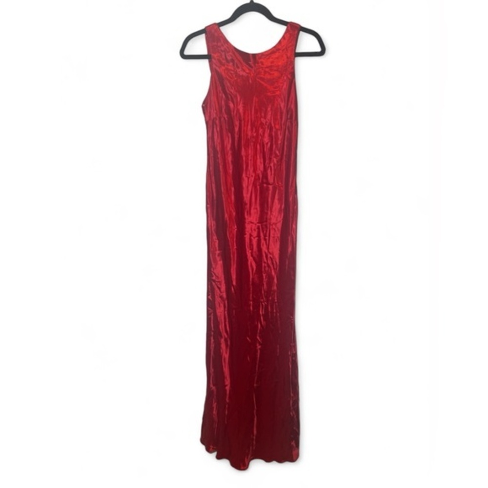 Vintage Y2K Chelsea Nites Women 10 Satin Red Rear Cowl Lined Formal Dress Gown